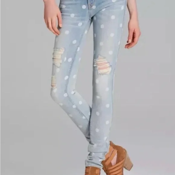 Marc Jacobs Light Blue Polka Dot Slim Jeans - Picture 1 of 8